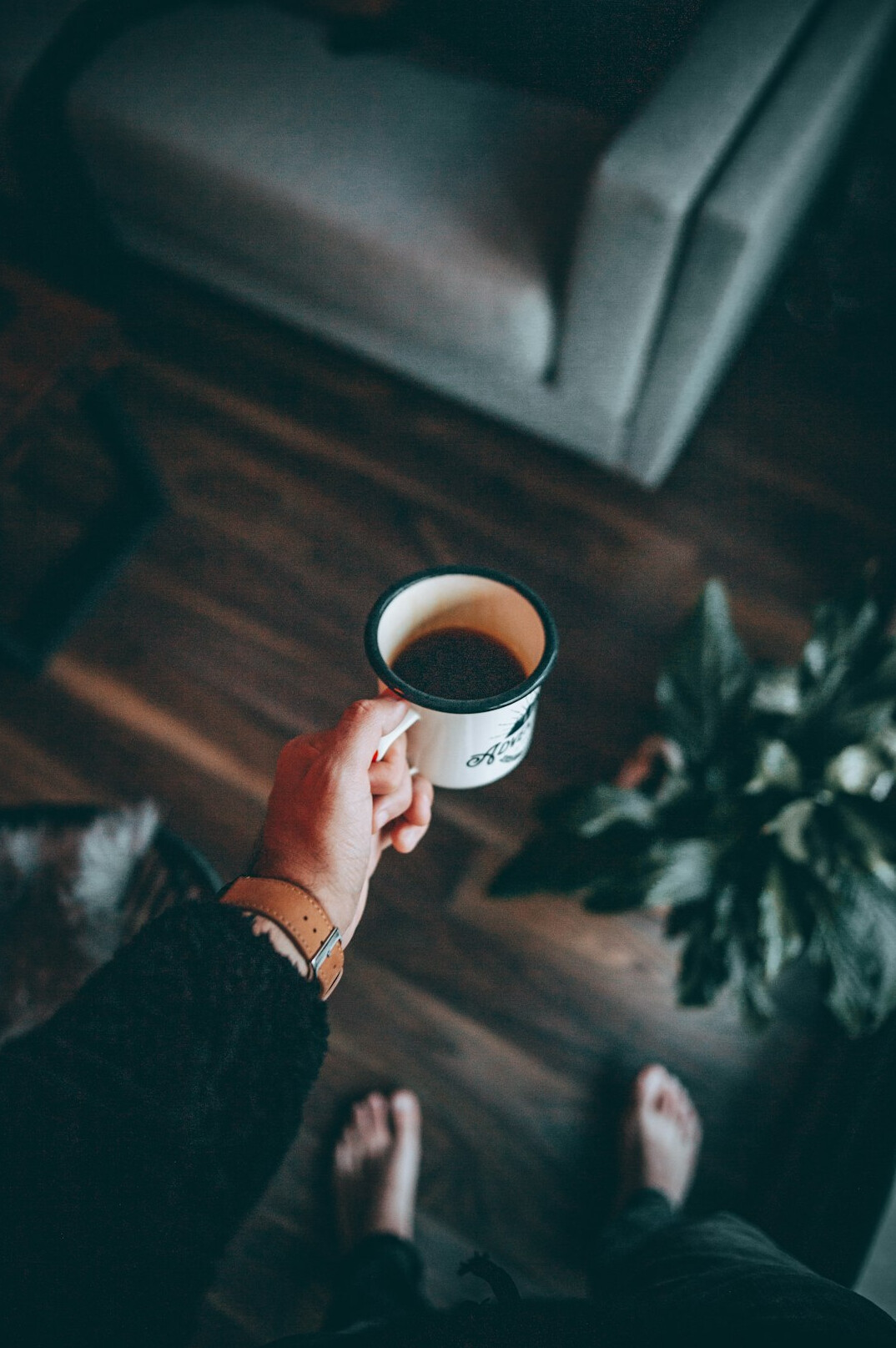 person enjoying morning coffee